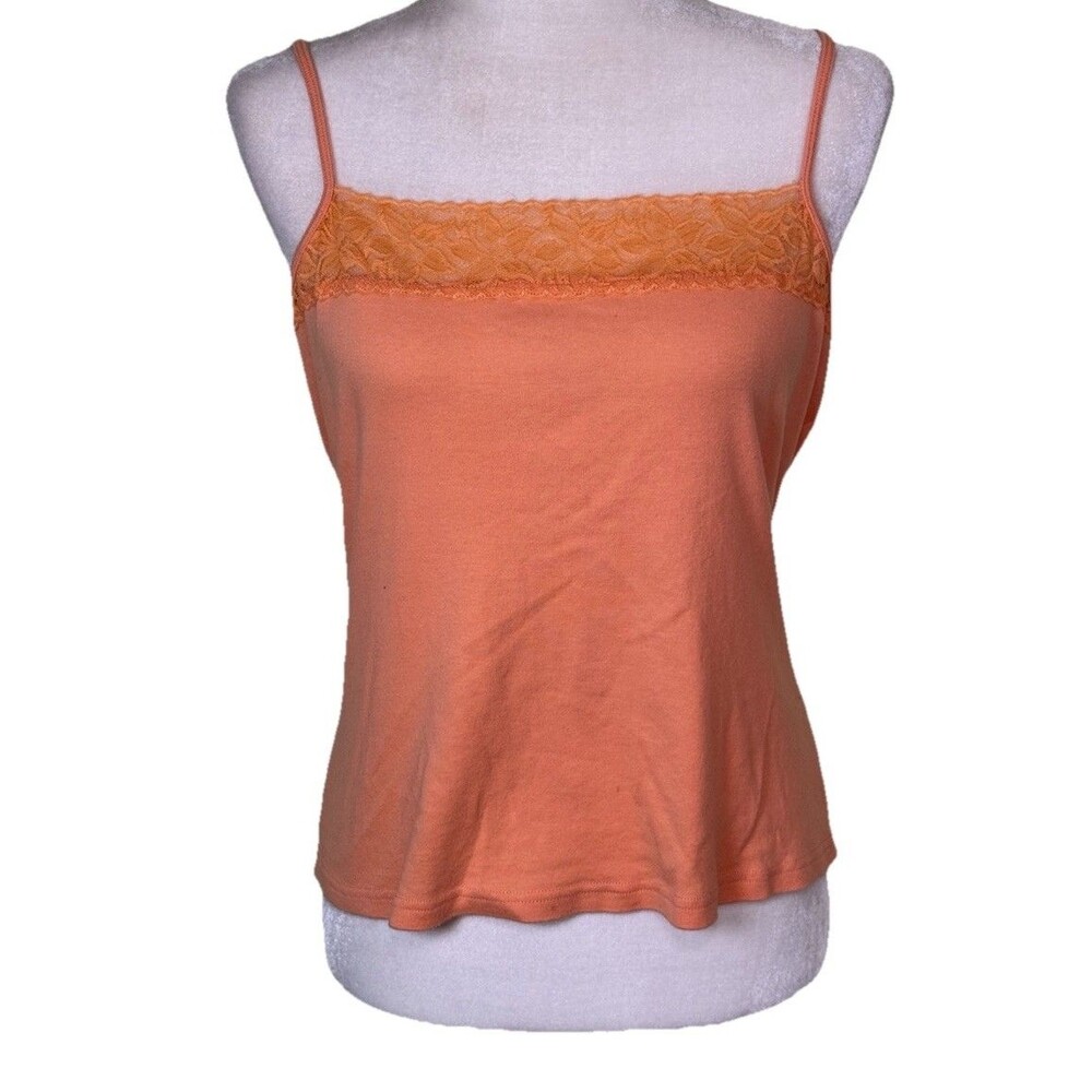 Women’s‎ Y2K 90s Lace Trim Cami Tank Top Coquette Dainty Soft Girl Basic Sz XL